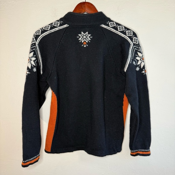 Dale of Norway Oslo 2011 Wool Sweater 1/4 Zip Black Orange Size Medium - Picture 6 of 7